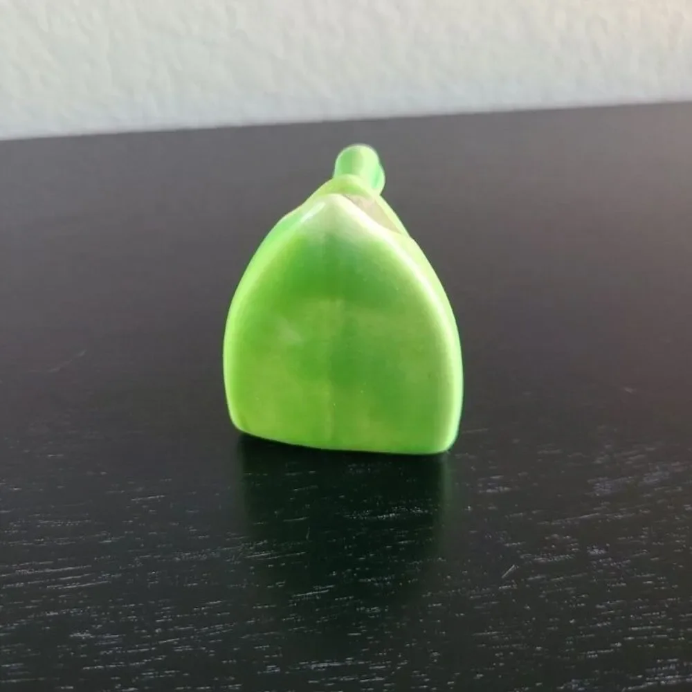 Vintage Green Ceramic Iron Shaped Mini Bud Vase Toothpick Sewing Needle Holder